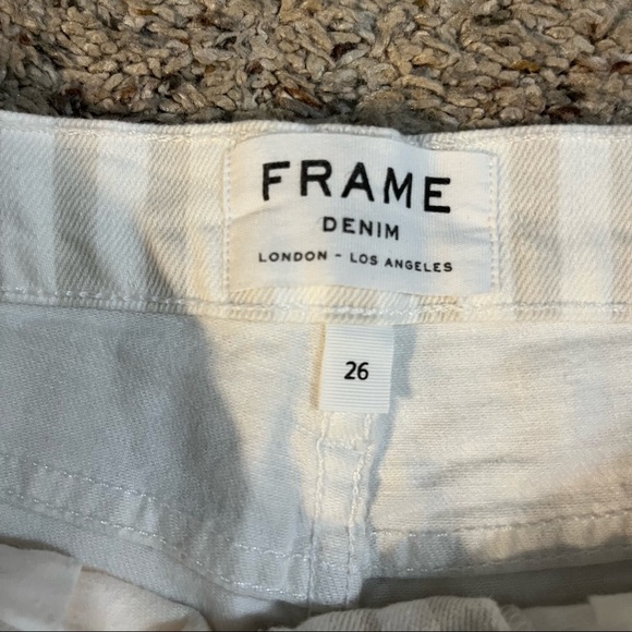 Frame Striped Tan/White Jean Shorts Size 26 Waist - Picture 3 of 8